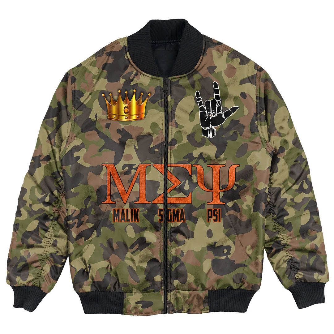 Bomber Jacket - Malik Sigma Psi Camo Bomber Jackets