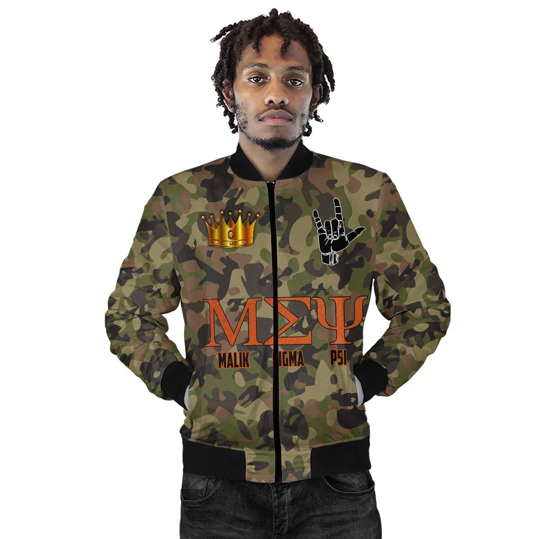 Bomber Jacket - Malik Sigma Psi Camo Bomber Jackets