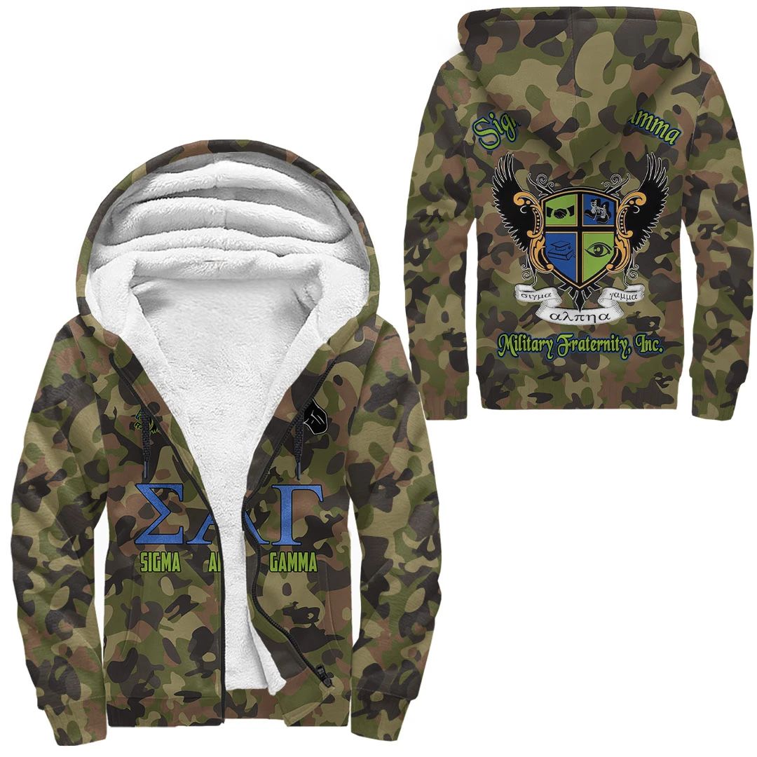 Hoodie - Sigma Alpha Gamma Camo Sherpa Hoodies