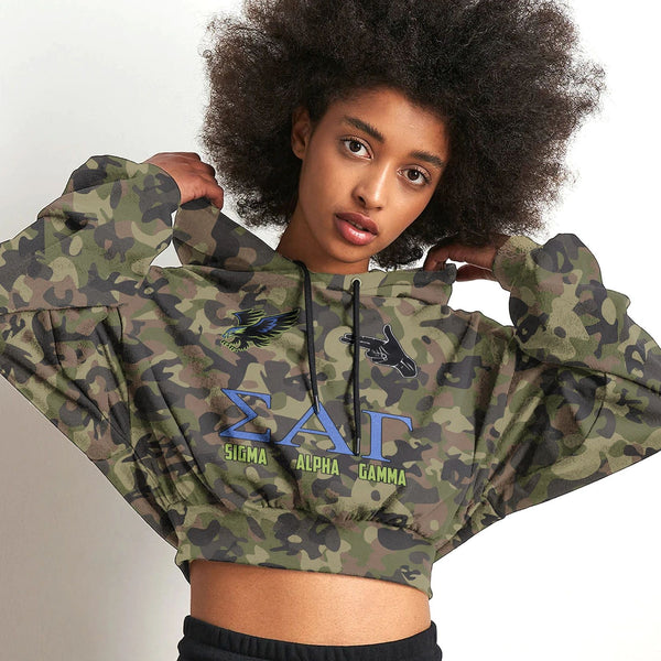 Africa Zone Hoodie - Sigma Alpha Gamma Camo Croptop Hoodie A31