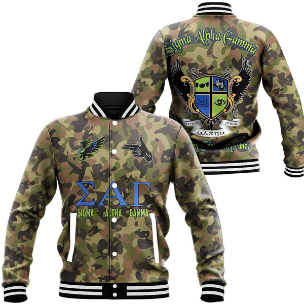 Jacket - Sigma Alpha Gamma Camo Baseball Jackets