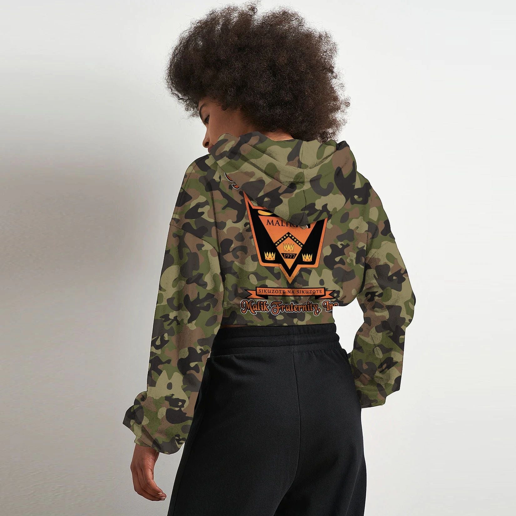 Africa Zone Hoodie - Malik Sigma Psi Camo Croptop Hoodie A31