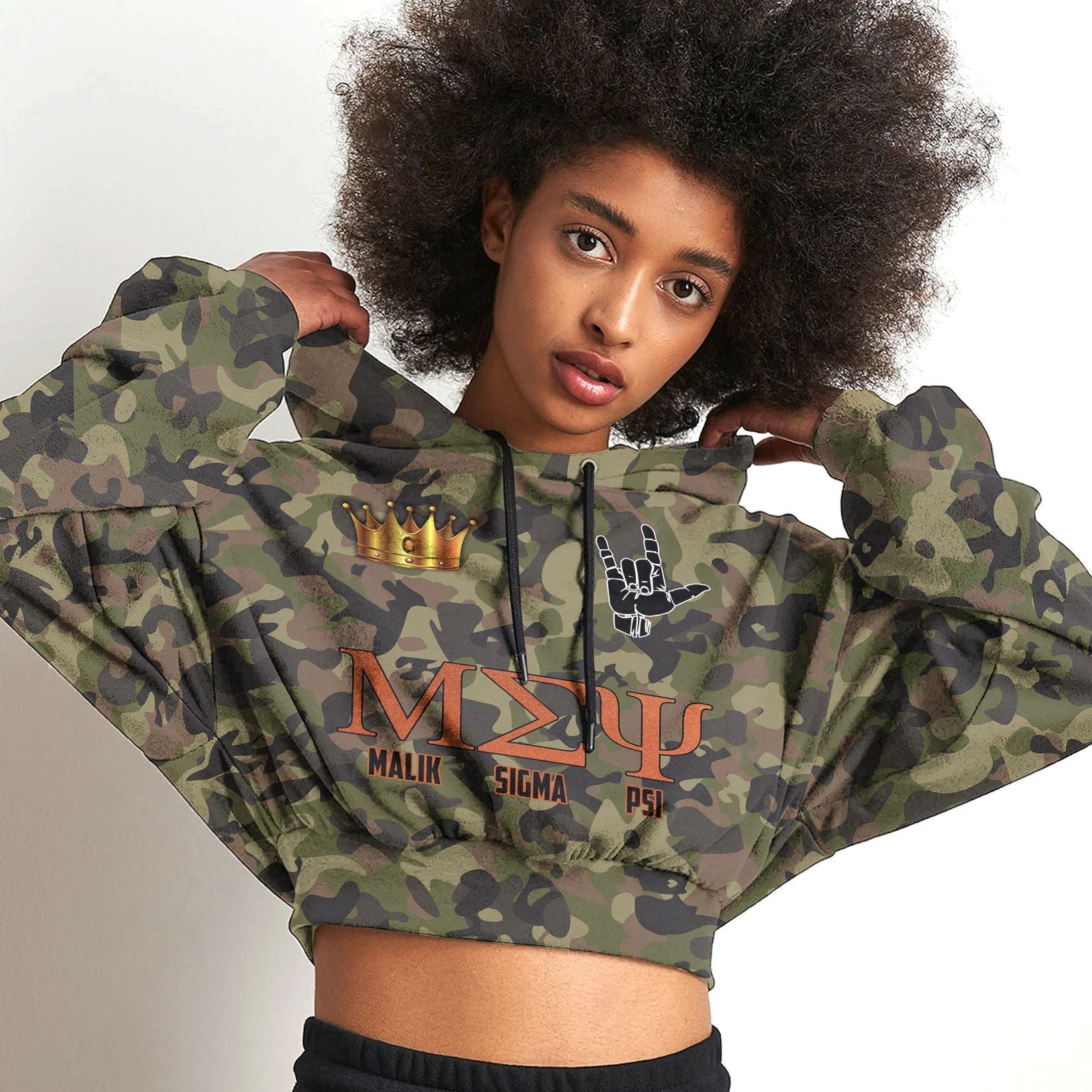 Africa Zone Hoodie - Malik Sigma Psi Camo Croptop Hoodie A31