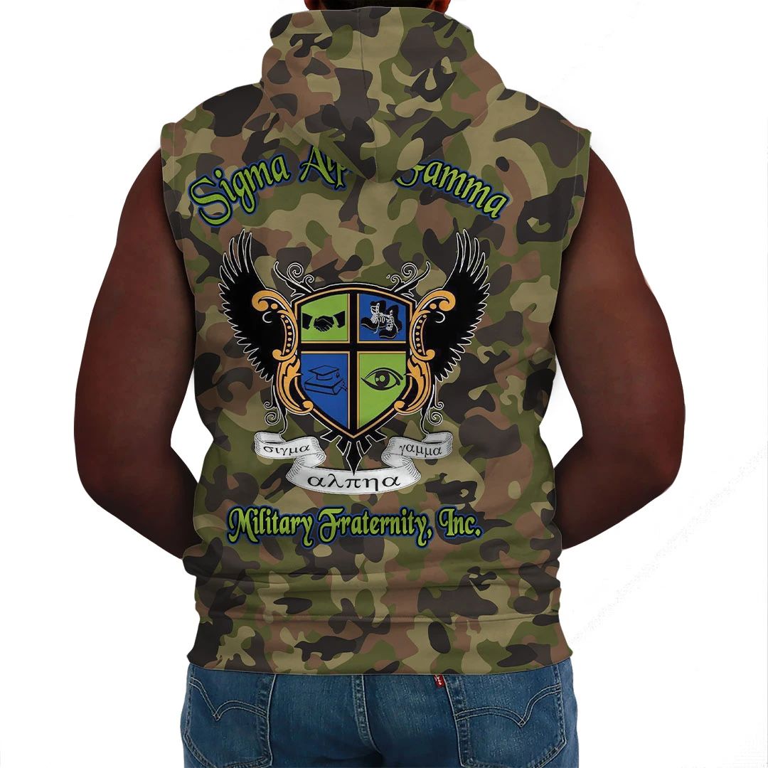 Sigma Alpha Gamma Camo Sleeveless Hoodie A31