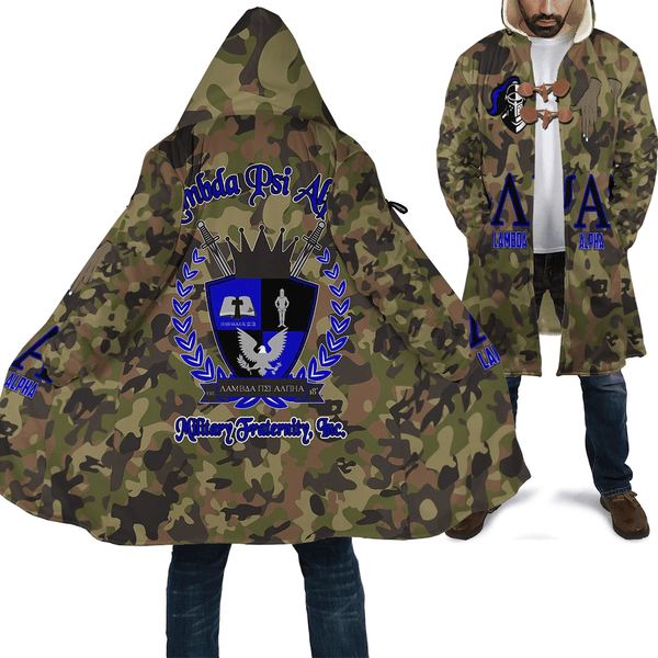 Lambda Psi Alpha Hooded Coat - Lambda Psi Alpha Fraternity Camo Hooded Coat