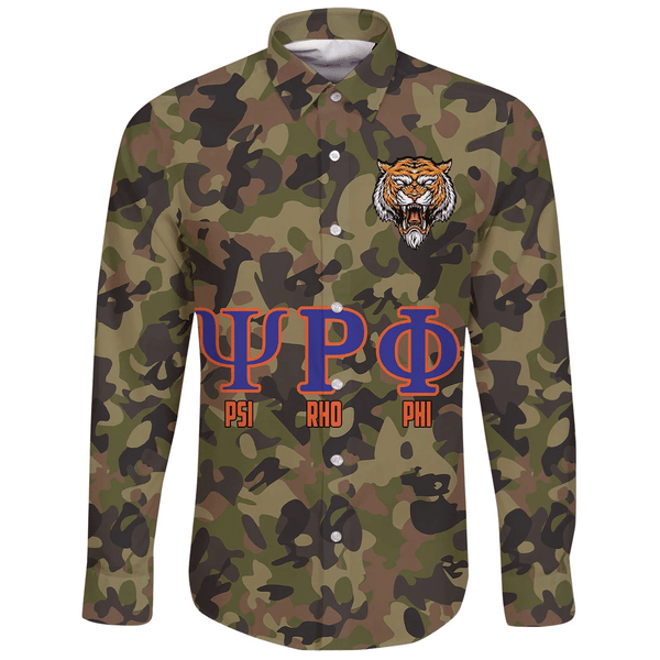 Shirt - Psi Rho Phi Camo Long Sleeve Button Shirt