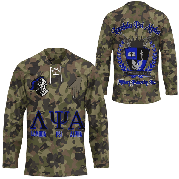 Lambda Psi Alpha Hockey Jersey - Lambda Psi Alpha Fraternity Camo Hockey Jersey