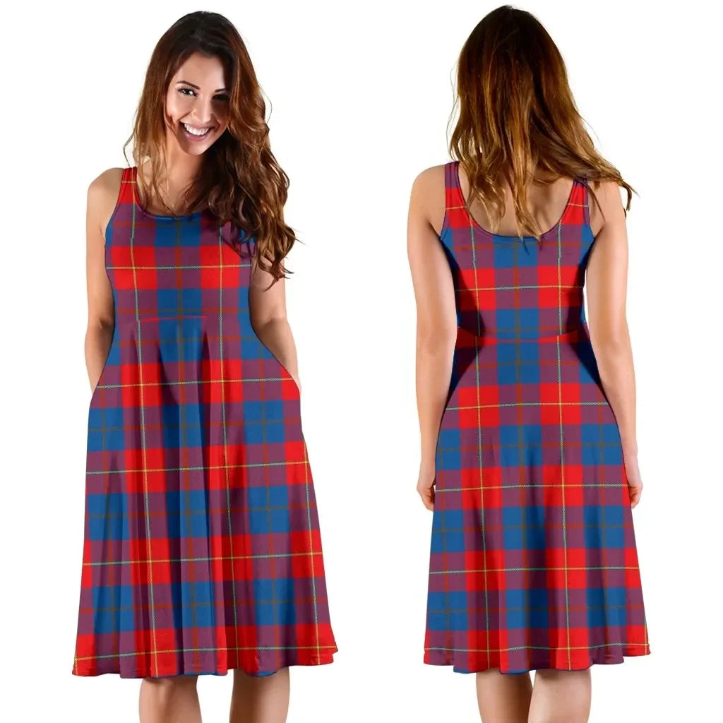 Galloway Red Tartan Midi Dress