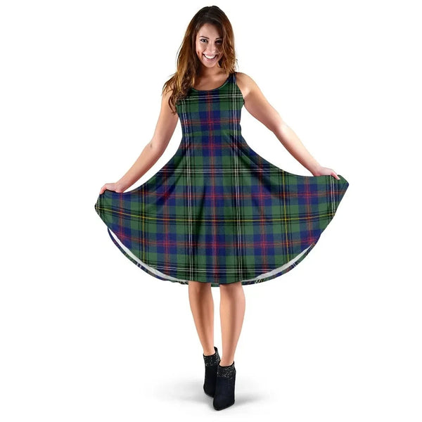 Wood Modern Tartan Midi Dress