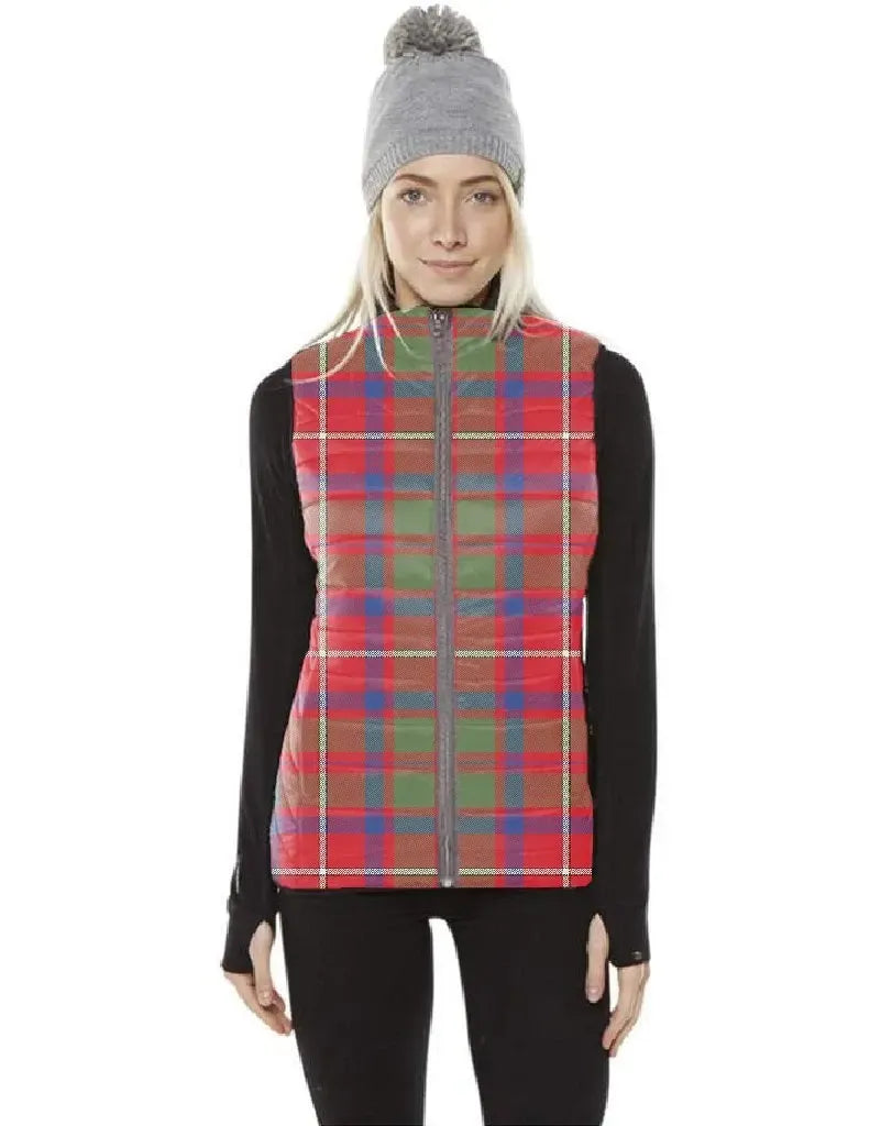 Shaw Red Modern Tartan Plaid Puffer Vest