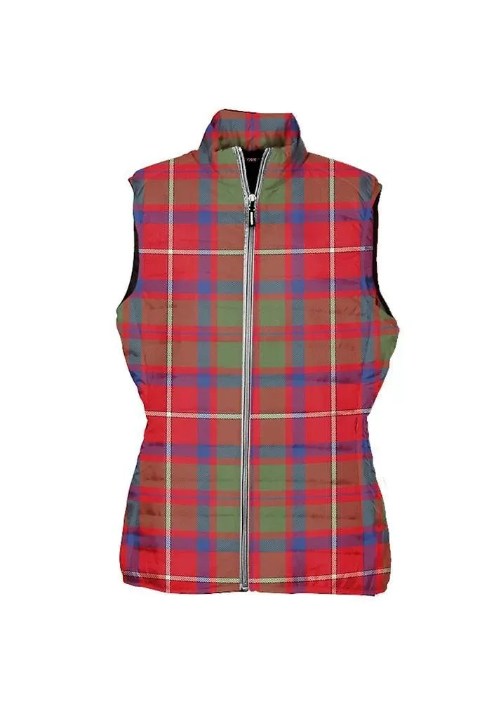 Shaw Red Modern Tartan Plaid Puffer Vest