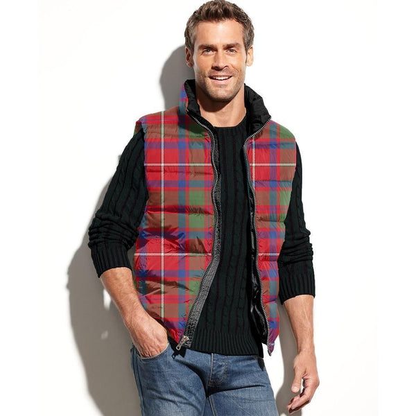 Shaw Red Modern Tartan Plaid Puffer Vest