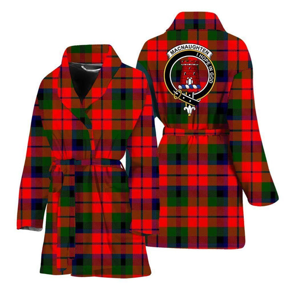 MacNaughten Clan Bath Robe, Scottish Tartan MacNaughten Clan Bath Robe Crest Style