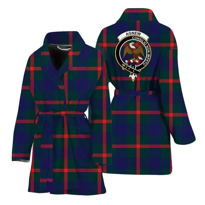 Agnew Clan Bath Robe, Scottish Tartan Agnew Clan Bath Robe Crest Style