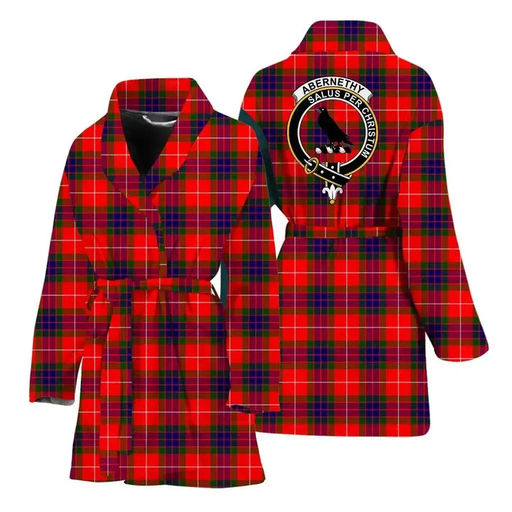 Abernethy Clan Bath Robe, Scottish Tartan Abernethy Clan Bath Robe Crest Style