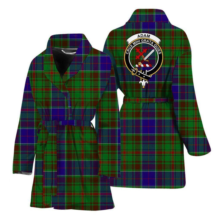 Adam Clan Bath Robe, Scottish Tartan Adam Clan Bath Robe Crest Style