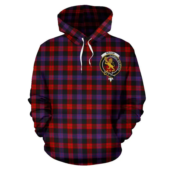 Broun Clan Hoodie, Scottish Tartan Clans Hoodie Crest Style