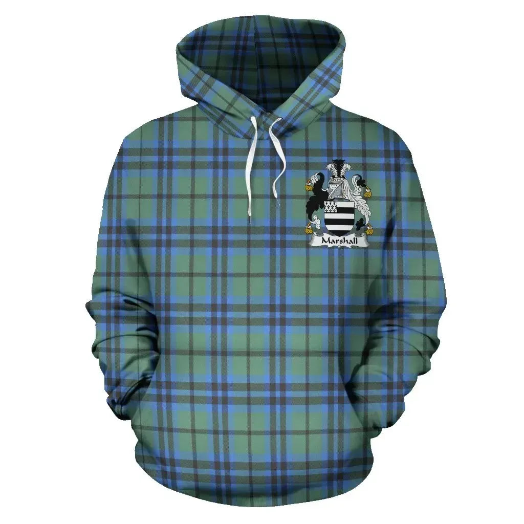 Marshall Clan Hoodie, Scottish Tartan Clans Hoodie Crest Style