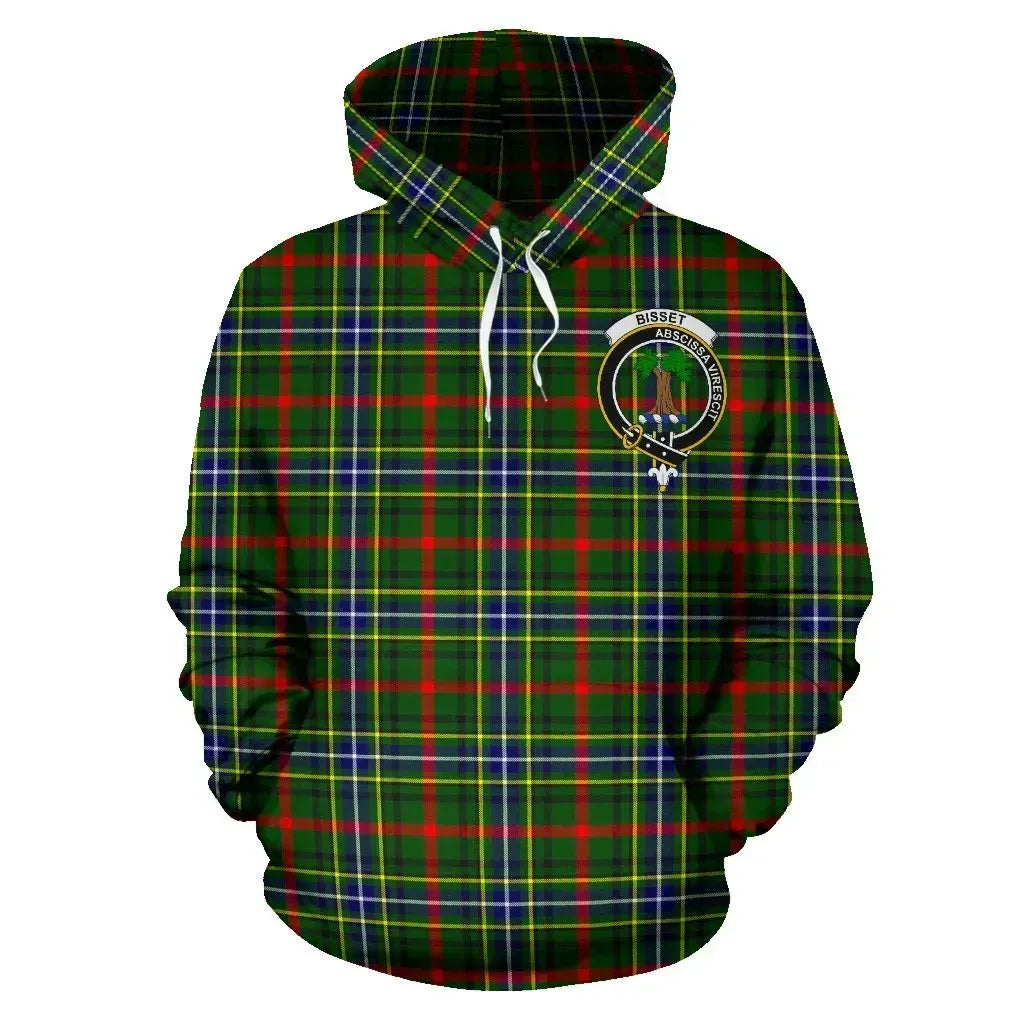 Bisset Clan Hoodie, Scottish Tartan Clans Hoodie Crest Style