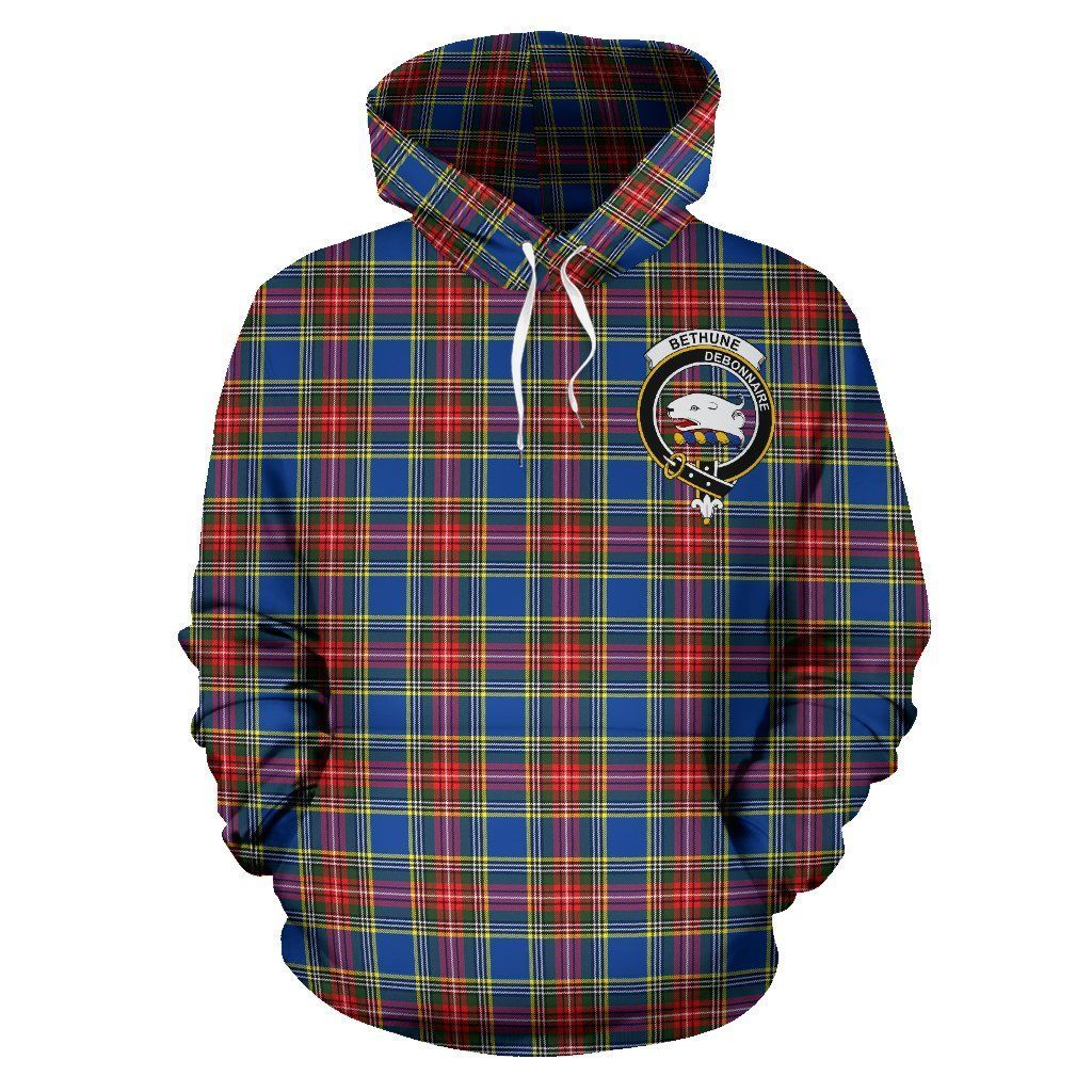 Bethune Clan Hoodie, Scottish Tartan Clans Hoodie Crest Style