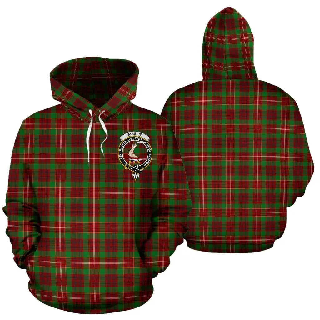Ainslie Clan Hoodie, Scottish Tartan Clans Hoodie Crest Style