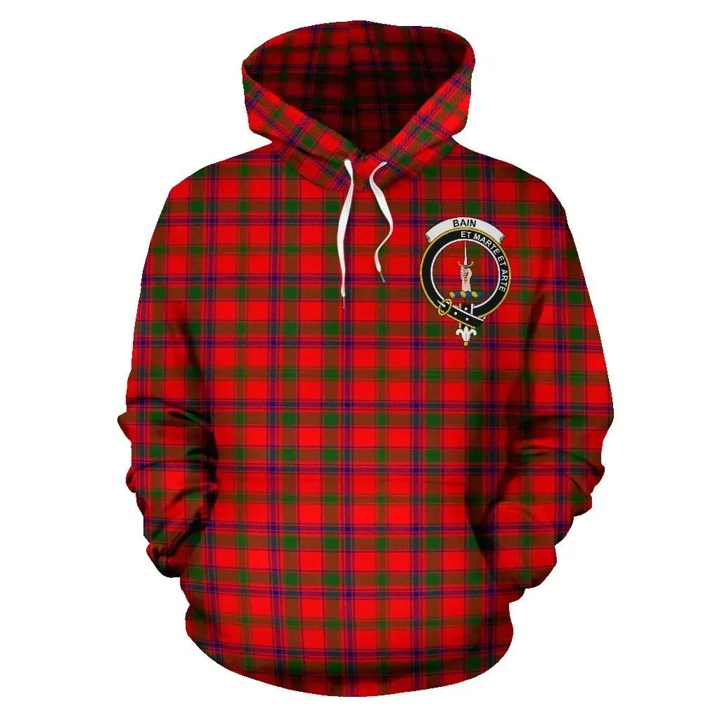 Bain Clan Hoodie, Scottish Tartan Clans Hoodie Crest Style