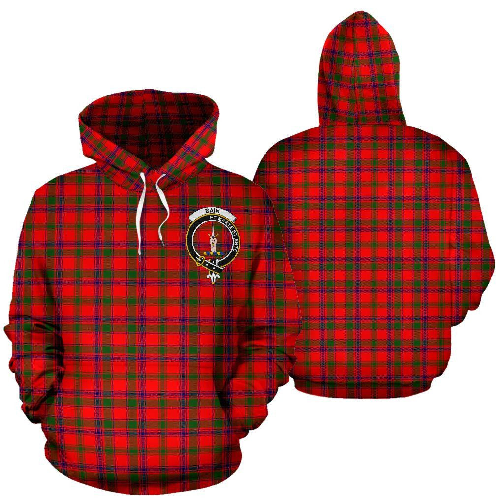 Bain Clan Hoodie, Scottish Tartan Clans Hoodie Crest Style