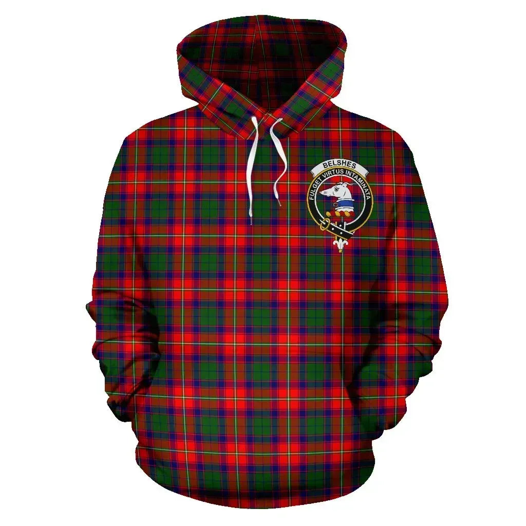 Belshes Tartan Clan Hoodie, Scottish Tartan Clans Hoodie Crest Style