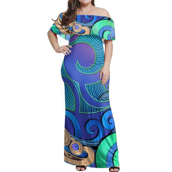 NE Maori Dress - Manaia Off Shoulder Long Dress