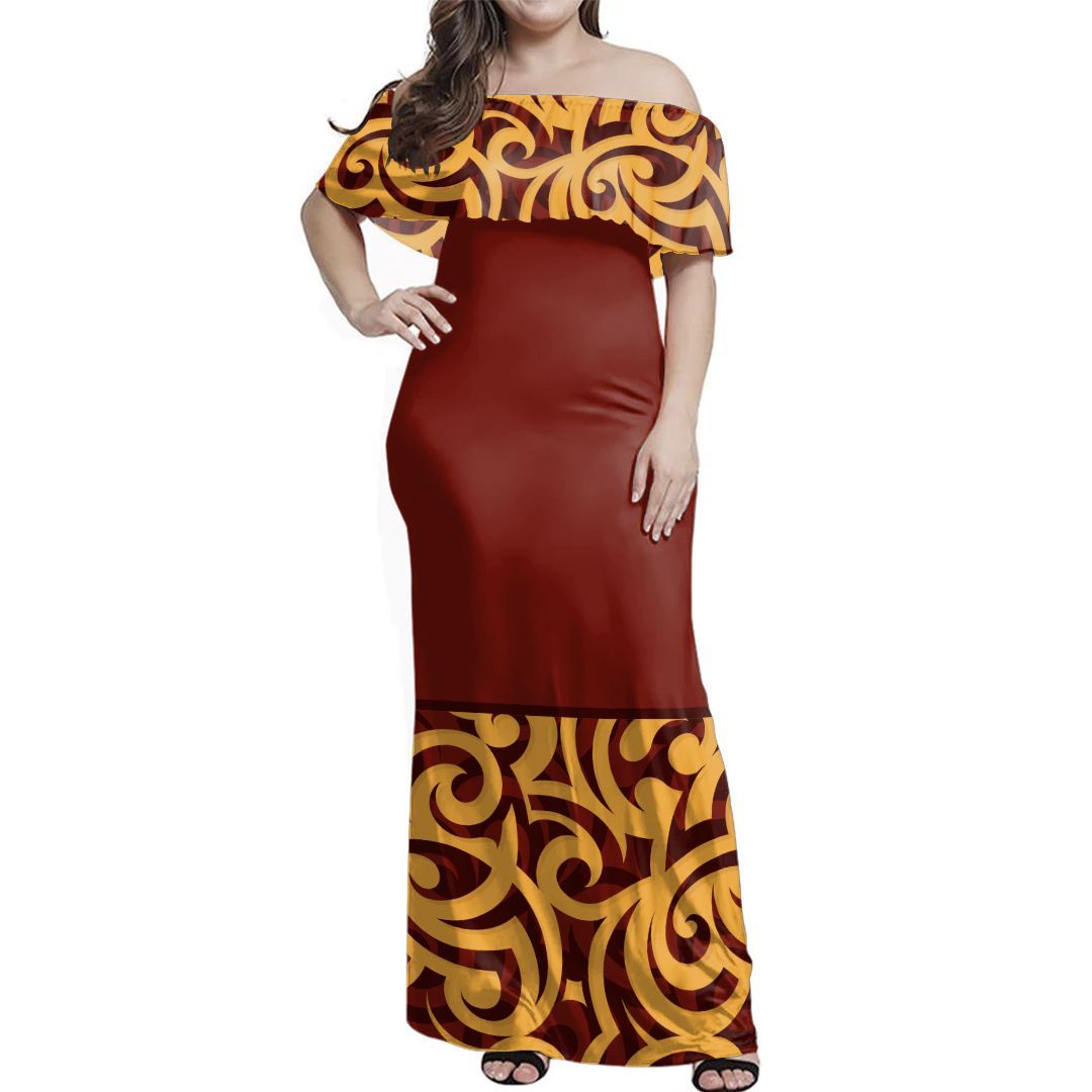 NE Maori Dress - Maori Heat Off Shoulder Long Dress