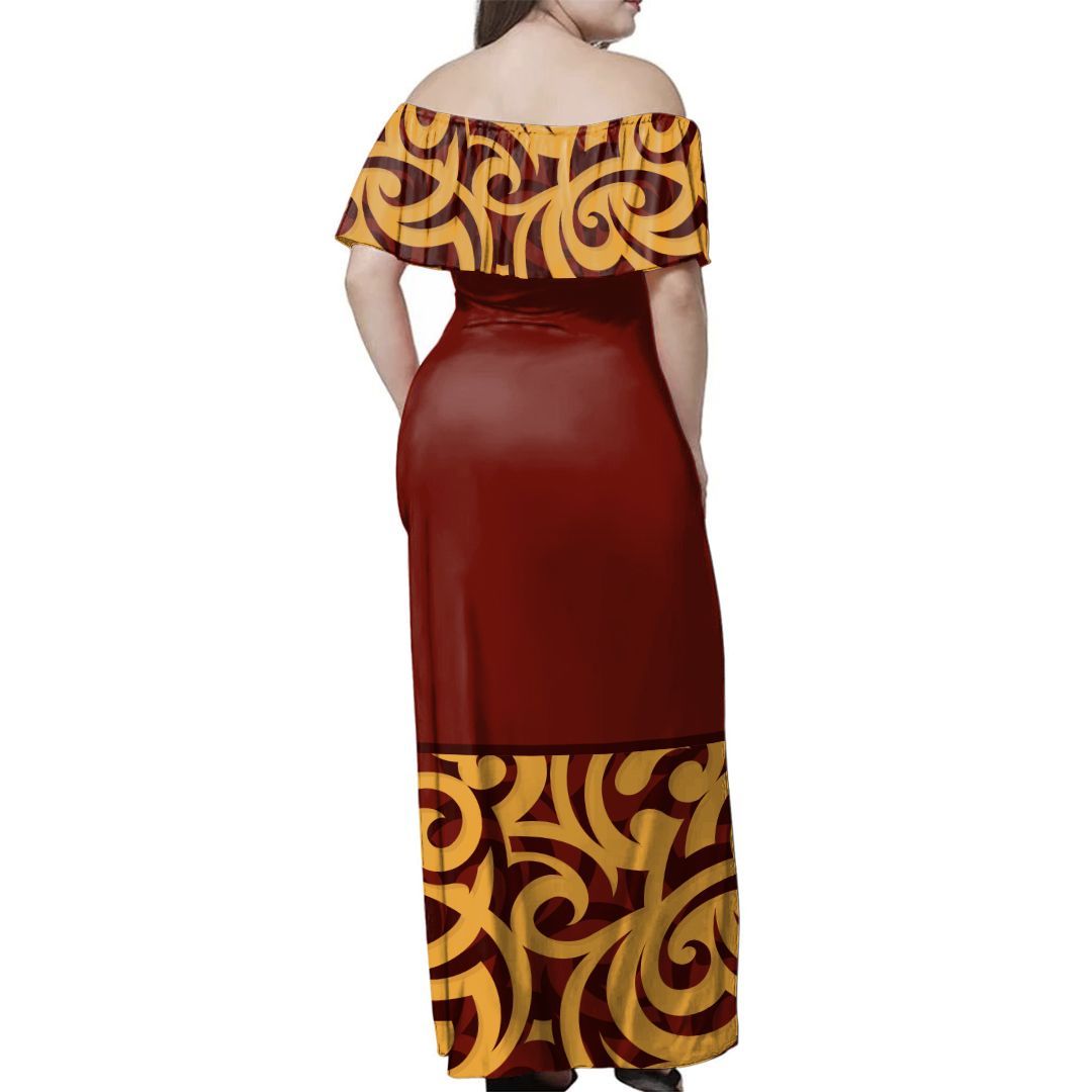 NE Maori Dress - Maori Heat Off Shoulder Long Dress