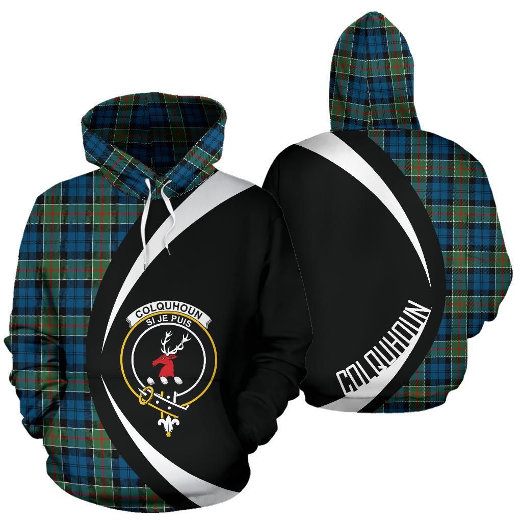 Colquhoun Ancient Clan Hoodie, Scottish Tartan Colquhoun Ancient Clans Hoodie Circle Style