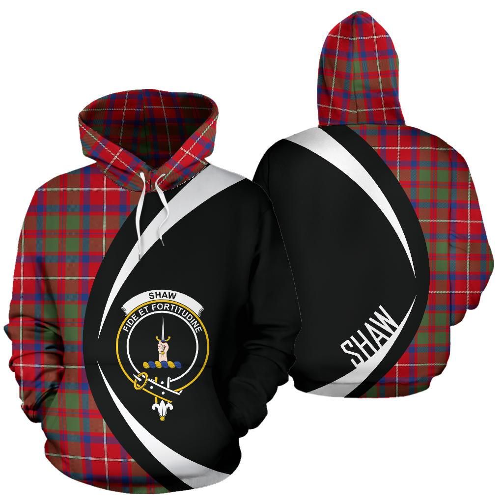 Shaw Red Modern Clan Hoodie, Scottish Tartan Shaw Red Modern Clans Hoodie Circle Style