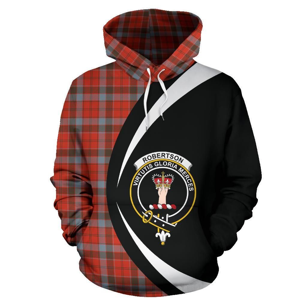 Robertson Weathered Clan Hoodie, Scottish Tartan Robertson Weathered Clans Hoodie Circle Style