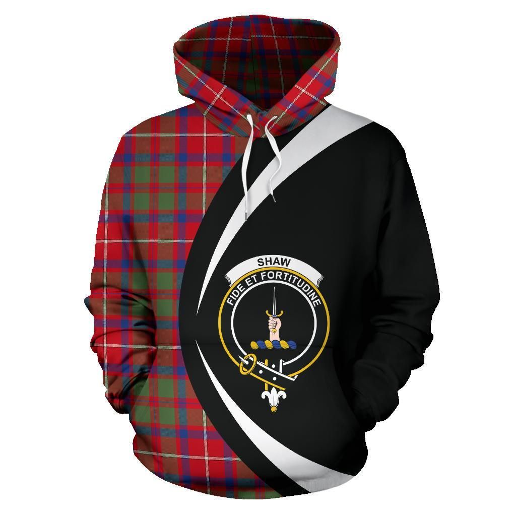 Shaw Red Modern Clan Hoodie, Scottish Tartan Shaw Red Modern Clans Hoodie Circle Style