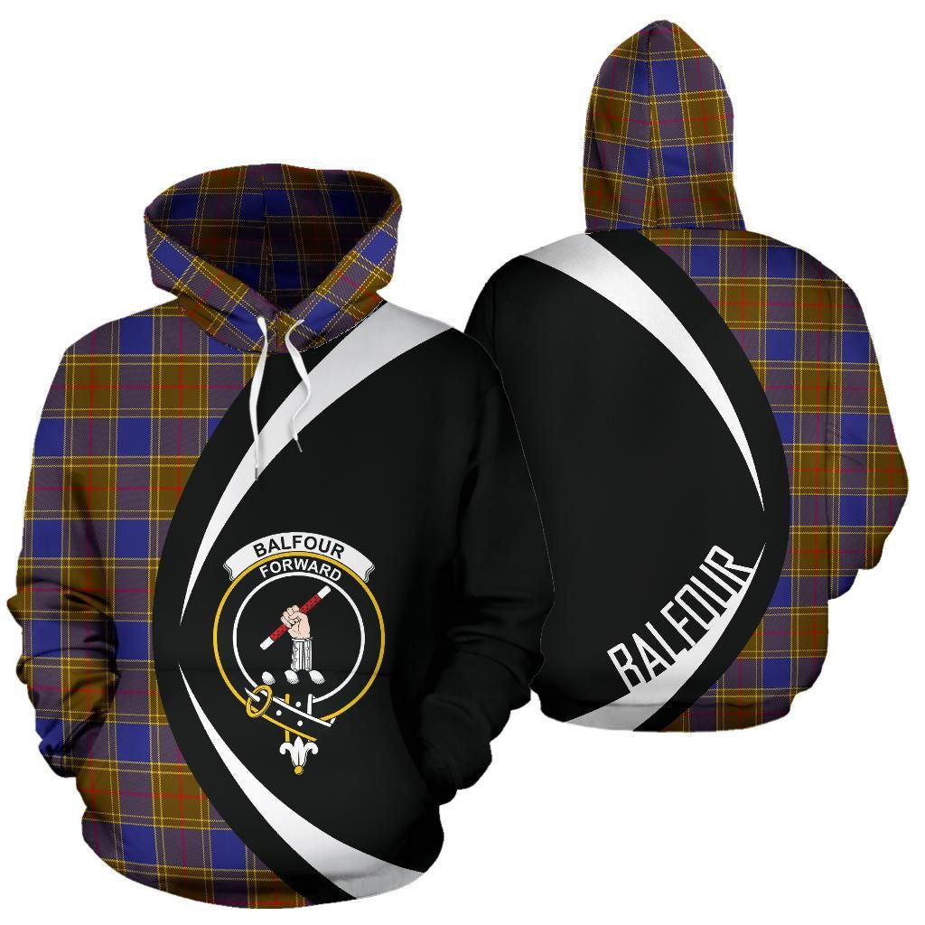 Balfour Modern Clan Hoodie, Scottish Tartan Balfour Modern Clans Hoodie Circle Style