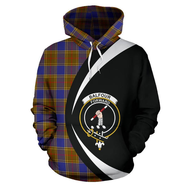 Balfour Modern Clan Hoodie, Scottish Tartan Balfour Modern Clans Hoodie Circle Style