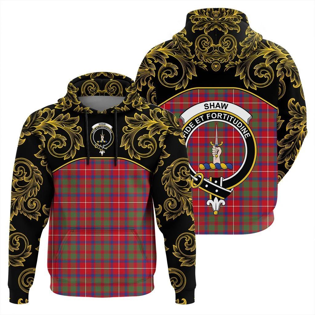 Shaw Red Modern Clan Hoodie, Scottish Tartan Shaw Red Modern Clans Hoodie Empire Style