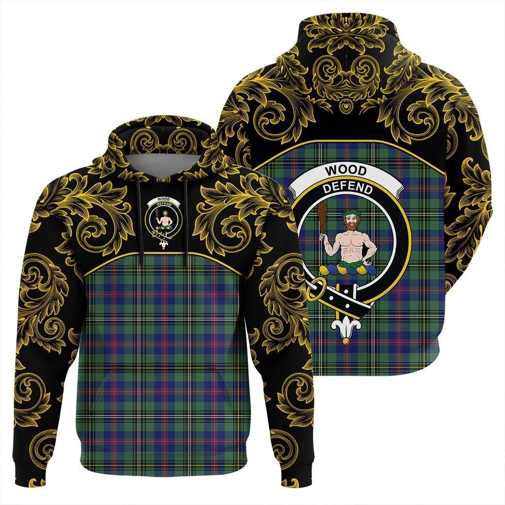 Wood Modern Clan Hoodie, Scottish Tartan Wood Modern Clans Hoodie Empire Style