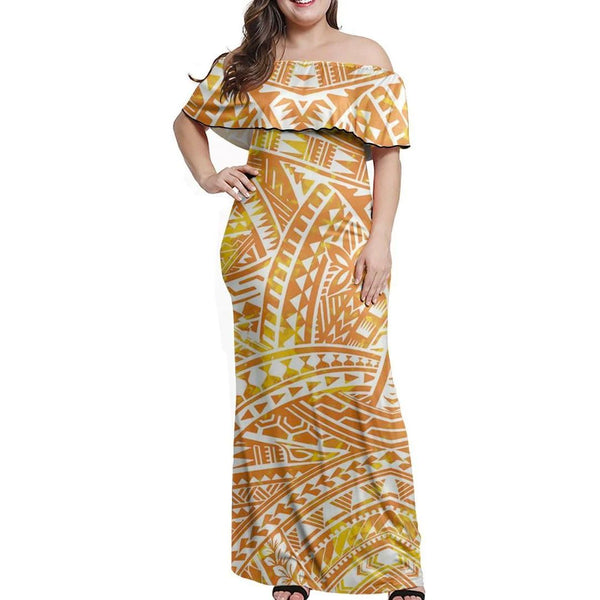 Polynesian Pride Dress - Polynesian Tropical Light Off Shoulder Long Dress