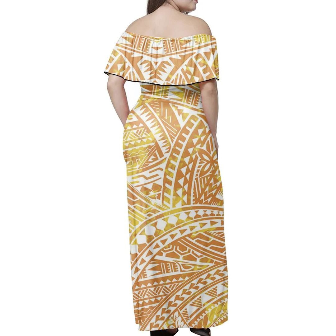 Polynesian Pride Dress - Polynesian Tropical Light Off Shoulder Long Dress