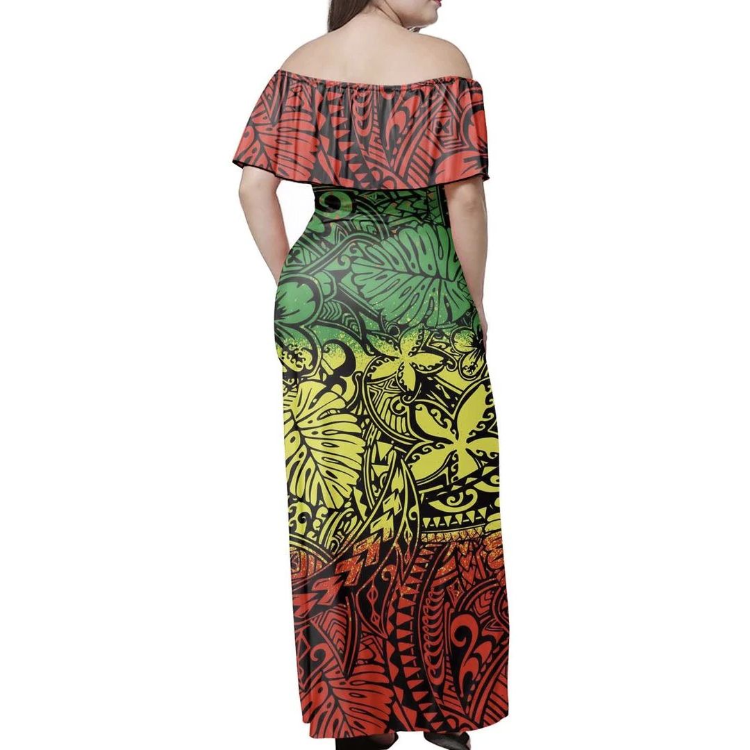 Polynesian Pride Dress - Polynesian Tropical Reggae Off Shoulder Long Dress