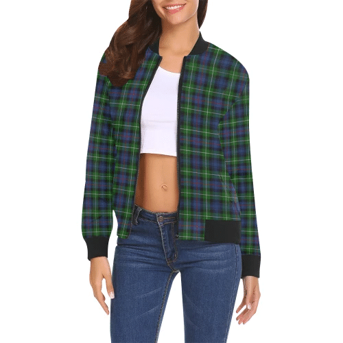 MacKenzie Modern Tartan Plaid Bomber Jacket