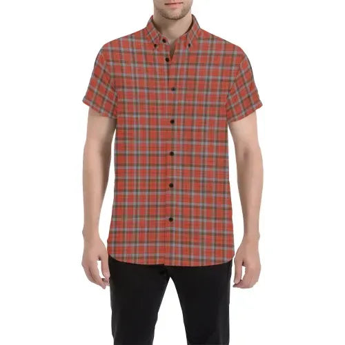 Scottish Tartan Robertson Weathered Clan Short Sleeve Shirt Plaid Style