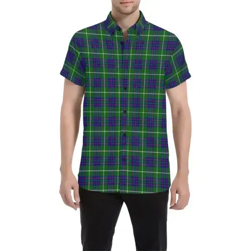 Scottish Tartan MacIntyre Hunting Modern Clan Short Sleeve Shirt Plaid Style