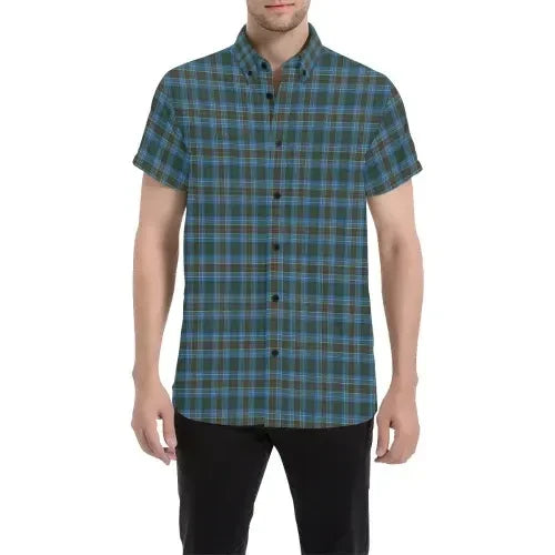 Scottish Tartan Cockburn Modern Clan Short Sleeve Shirt Plaid Style