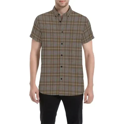 Scottish Tartan MacIntyre Hunting Weathered Clan Short Sleeve Shirt Plaid Style