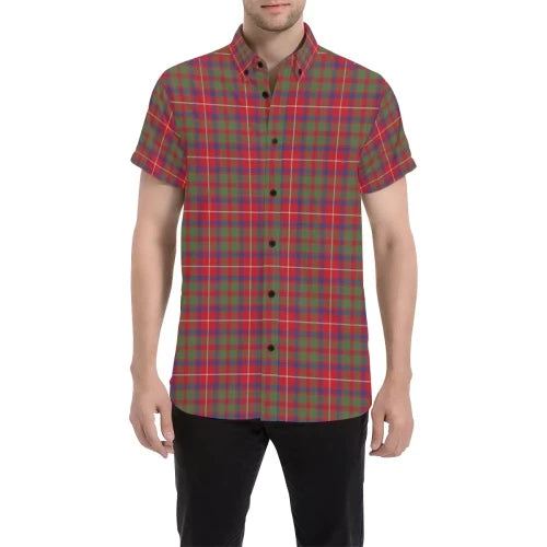 Scottish Tartan Shaw Red Modern Clan Short Sleeve Shirt Plaid Style