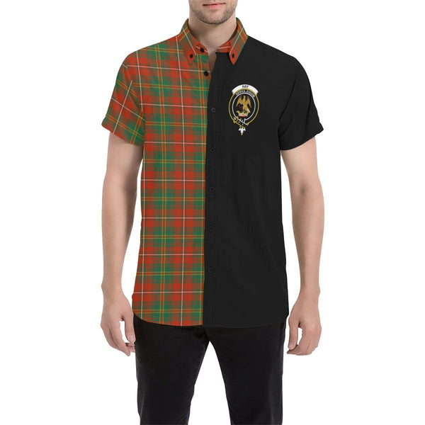 Hay Ancient Clan Short Sleeves Shirt, Scottish Tartan Hay Ancient Clans Short Sleeves Shirt Half Style