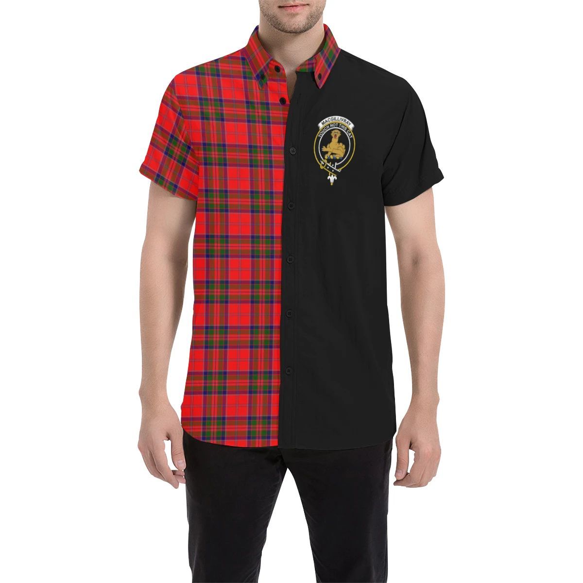 MacGillivray Modern Clan Short Sleeves Shirt, Scottish Tartan MacGillivray Modern Clans Short Sleeves Shirt Half Style